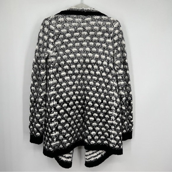 Lovestitch Flynn Marled Knit Long Sleeves Shawl Mixed Media Cardigan Sweater - Picture 6 of 11